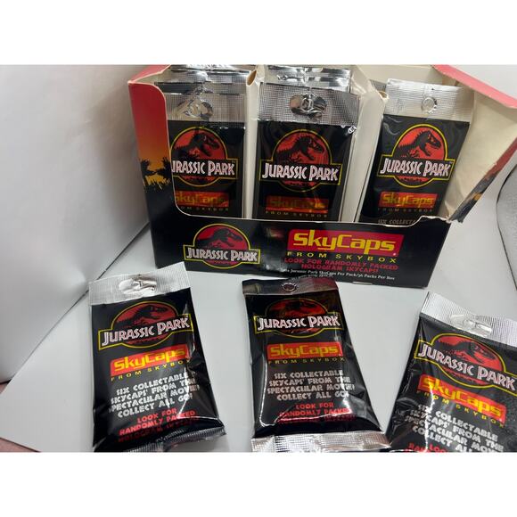 Skybox Jurassic Park Skycaps Pogs Milkcaps NEW SEALED PACK 1993 - Picture 4 of 5